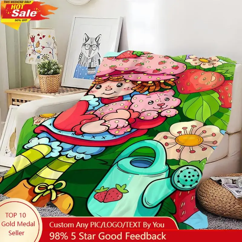 

Cute S-Strawberry S-Shortcake Blanket Skin friendly comfort warm soft plush blanket suitable sofa living room Custom blankets