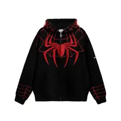 Vintage Y2k Spider Hoodies Men Streetwear Autumn Winter Oversized Jackets Fleece Embroidery Women Sweatshirt Y2K Kakazzy Hoddies