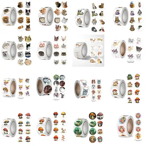 50-500pcs 귀여운 고양이 동물 보상 스티커 새로운 어린이 동기 부여 스티커 DIY 크리 에이 티브 친화적 인 캠퍼스 사무실 자체 접착 라벨