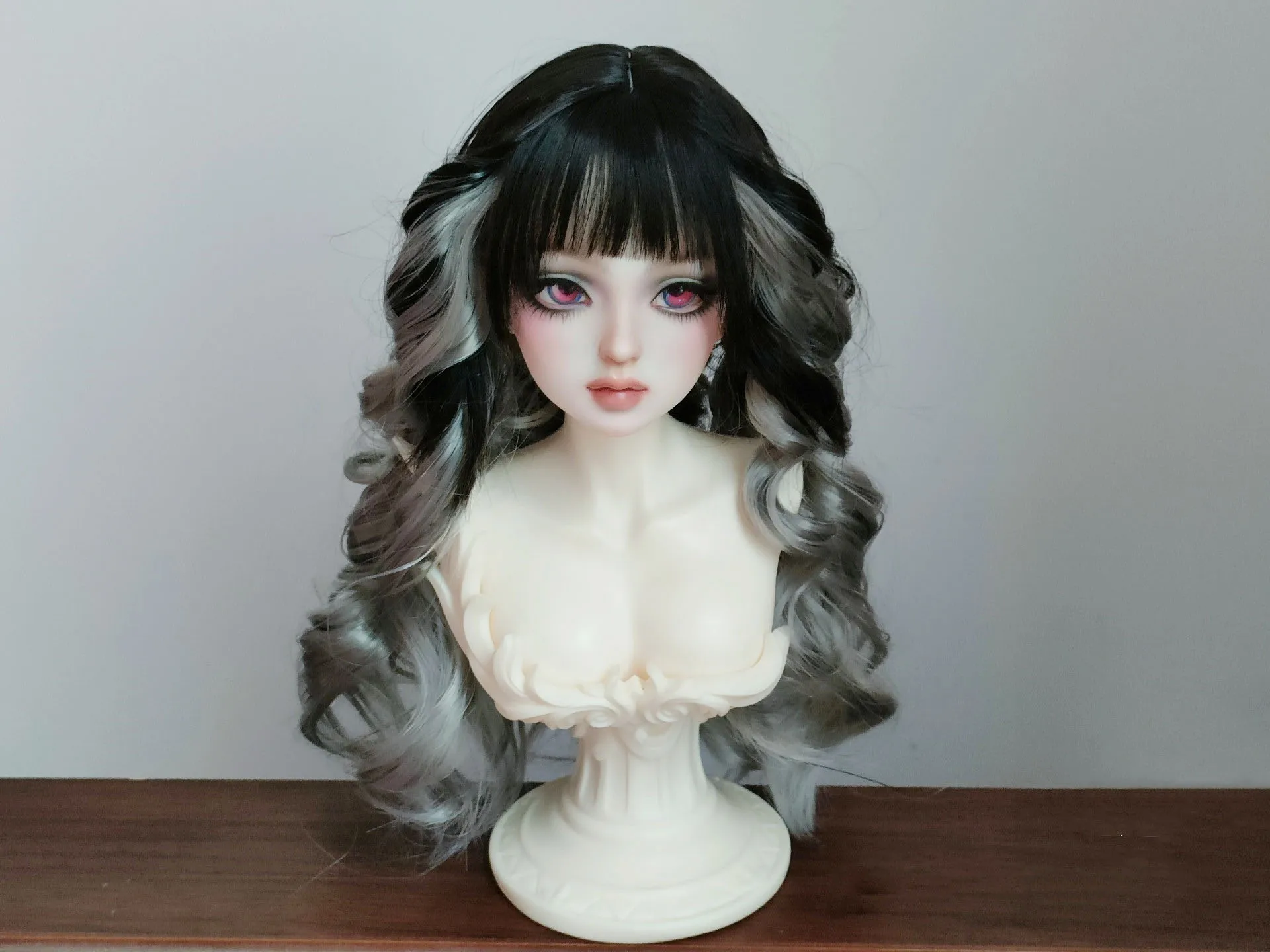 Peluca BJD de pelo rizado doble teñido, accesorios para muñecas, moda 1/3