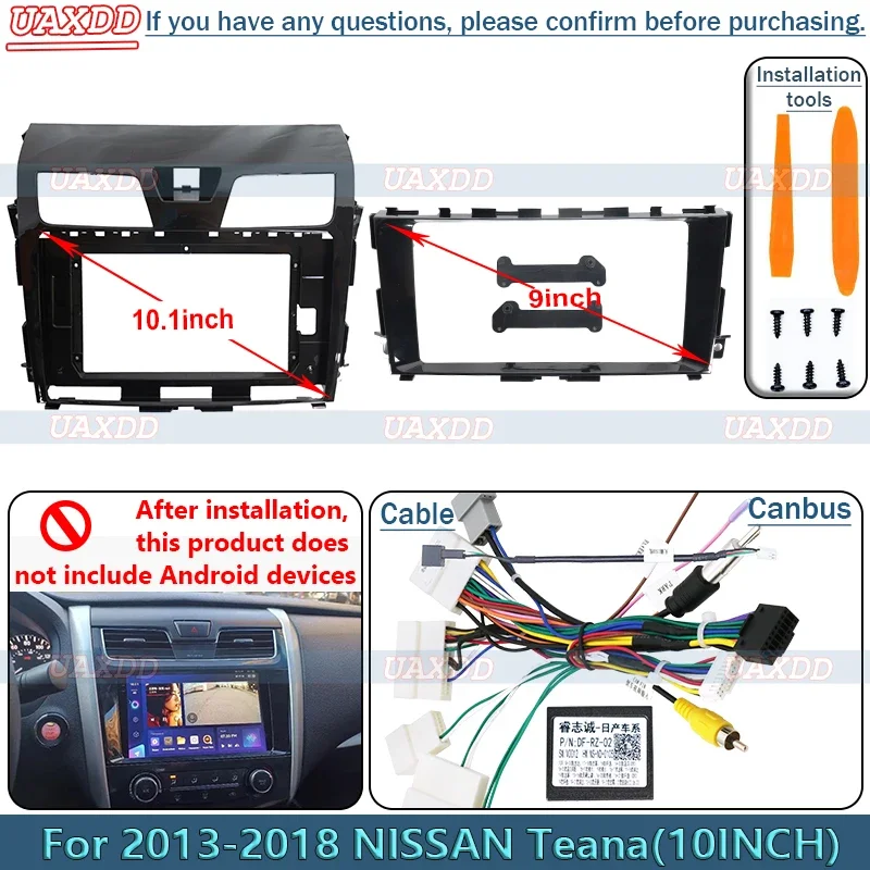 

For Nissan 2013-2018 Teana 10INCH Radio Android Stereo Frame Panel Fascia Dashboard Audio Cable Harness Canbus Adapter Screen CD