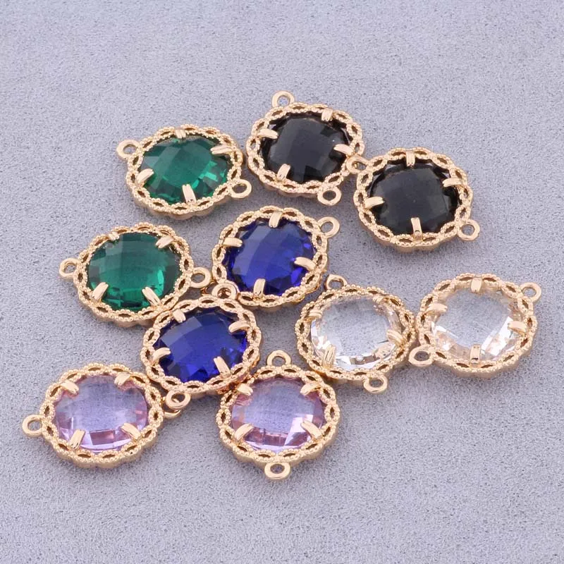 Trendy Crystal Glass Pendant Round Shape Charms For Vintage Women's Earrings Necklace Jewelry Material Accessories Charms