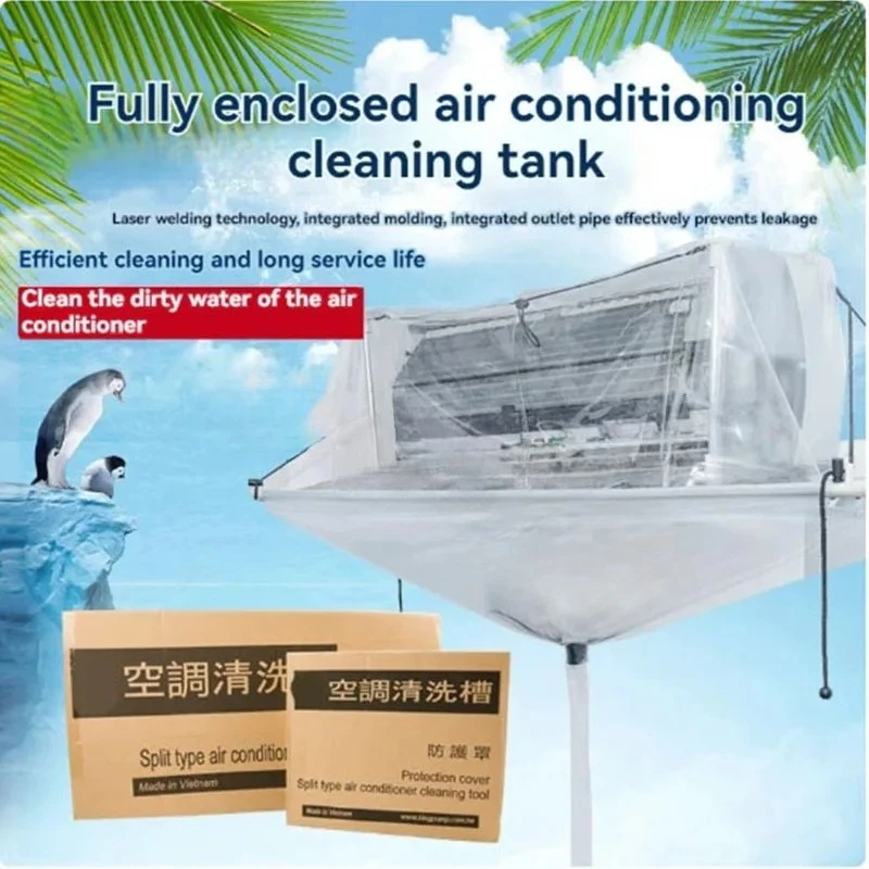 For Reusable Split Air Conditioner Cleaning Cover Durable Wall Mounted & Ceiling Air Conditioner Washing Cleaning Tool Kit