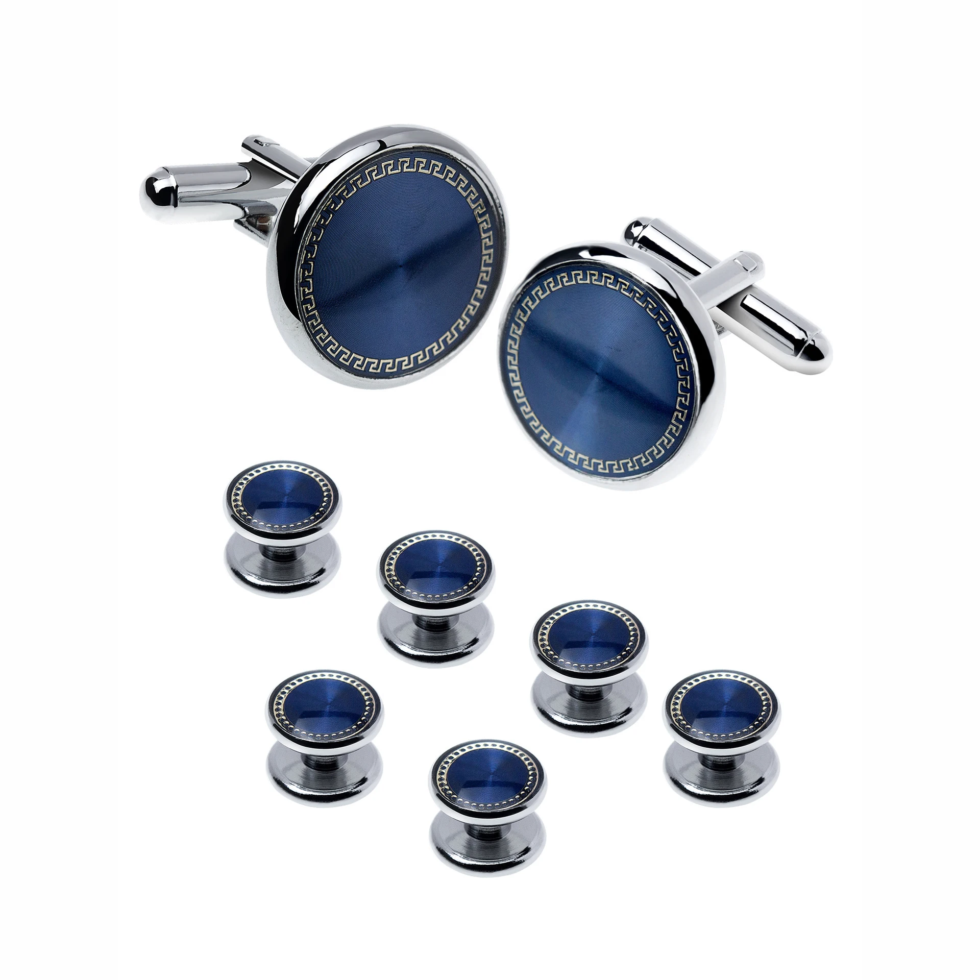 Mens Cufflinks and Studs Set for Shirts Business Wedding Party Cuff Links Classic Accessories Tie Clasp Collar Clips father Gift