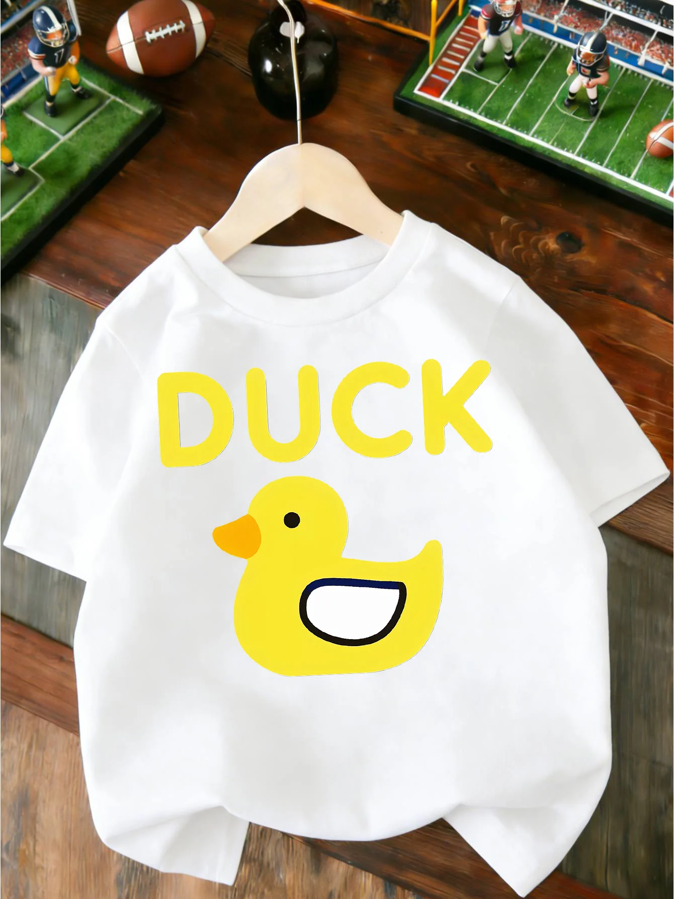 Simple Cartoon Yellow Duck And DUCK Text Graphic T Shirt Boys Girls Casual Short Sleeve Tee Family Matching Kids Cotton Tops