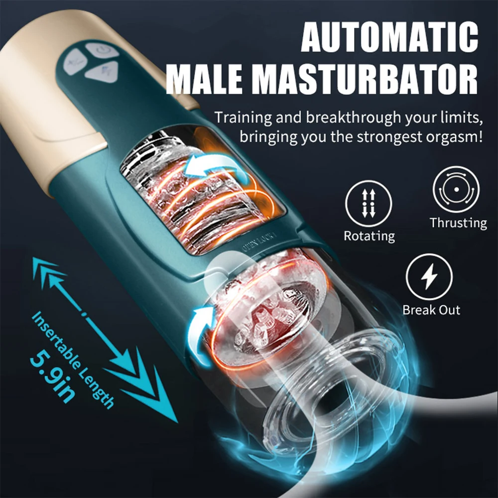 Masturbador masculino automático, rotación telescópica, masturbación vaginal para hombres y adultos, productos para juguetes sexuales, taza