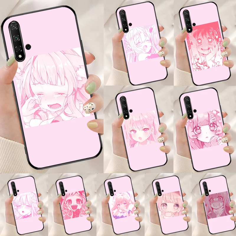 Pink Kawaii Anime Loli Case For Huawei Honor 70 50 X8 X9a Magic5 90 Lite P20 P30 P40 P60 Pro P Smart Nova 5T Cover