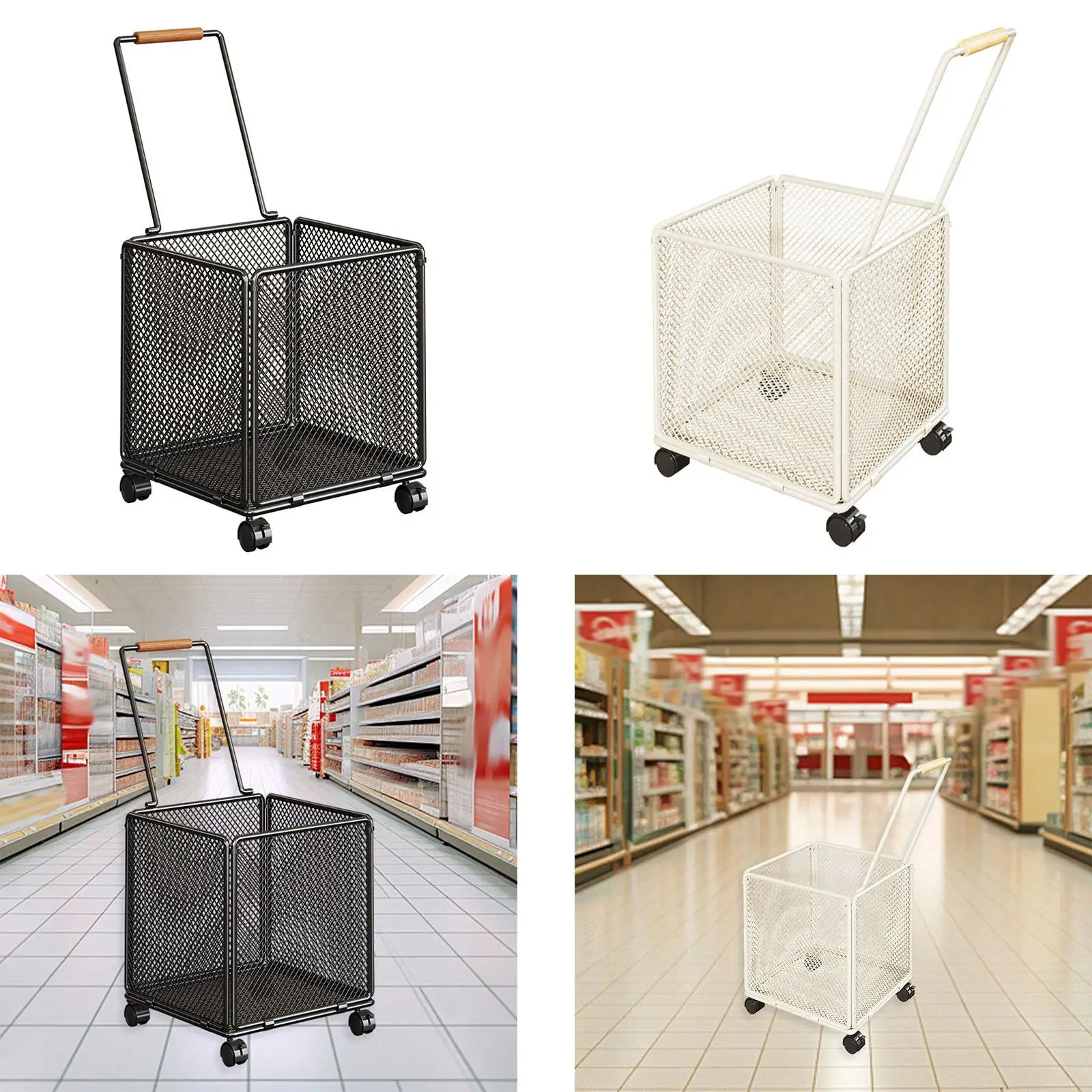 

Корзина для покупок, многофункциональная тележка-контейнер для мелочей с 360-градусными колесами для покупок, продуктовый багаж, хозяйство для стирки