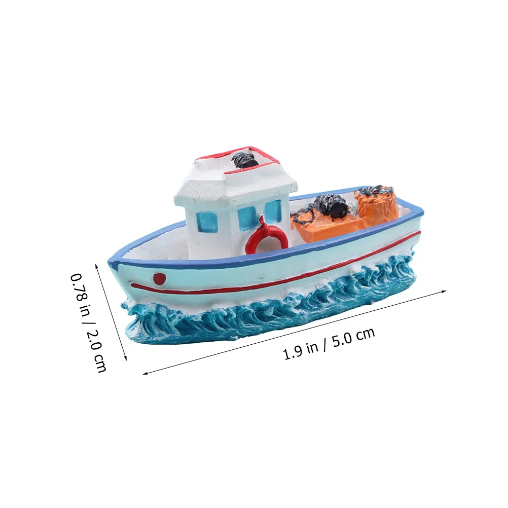 

6Pcs Resin Mini Fishing Boats Micro Landscape Aquarium Decor Durable Resin Decorative Ornament Home Office Garden Gift
