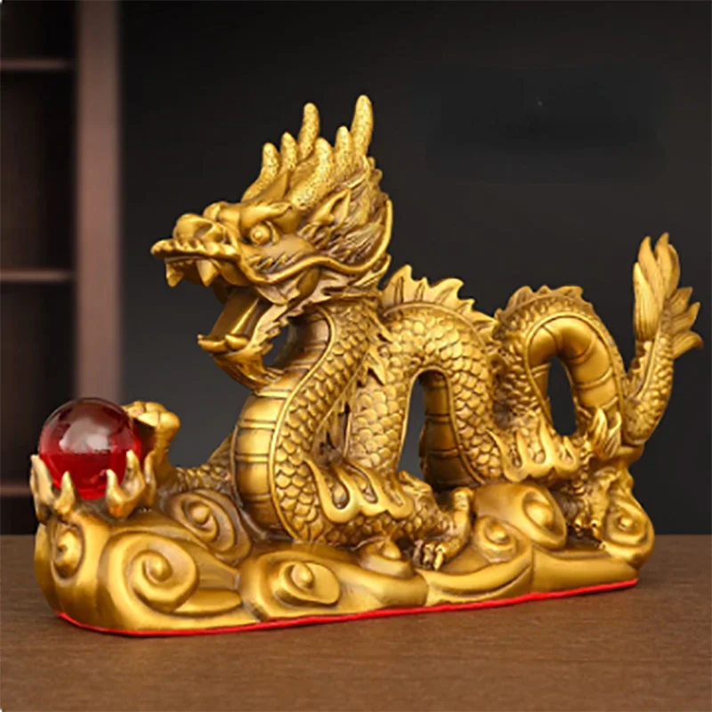 

Pure Copper Feng Shui Dragon Ornaments Home Office Decoration Auspicious House Home Crafts Decorations