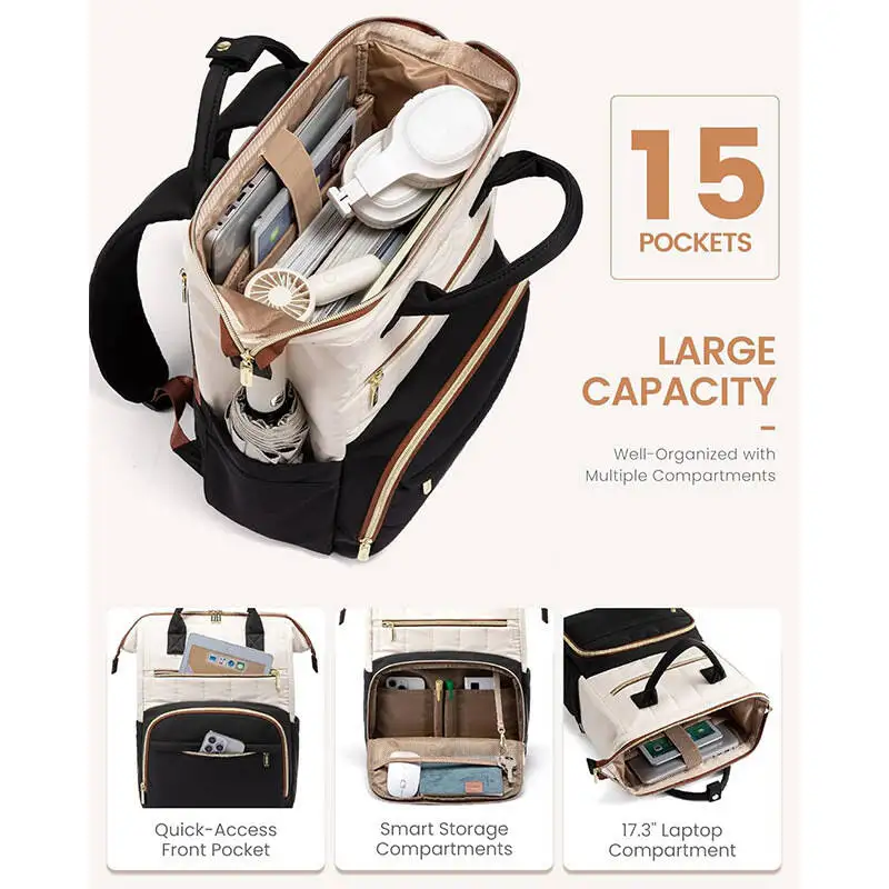 15.6 Inch Lunch Backpack Laptop Backpack With USB Port Stylish Nurse Teacher And Work Bag With Insulated Cooler Box For Women