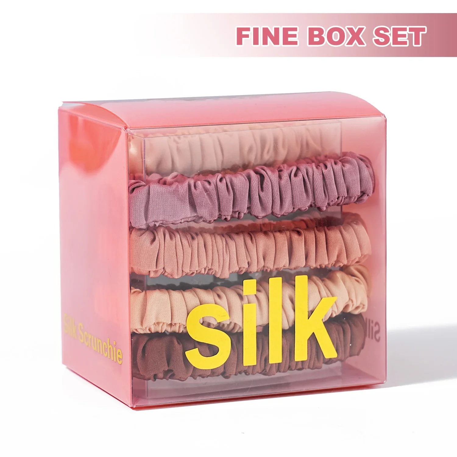8 قطعة صندوق التوت النقي الحرير الشعر Scrunchie اليدوية العصابات النساء فتاة إكسسوارات الشعر لون نقي ربطات الشعر الطبيعية #4