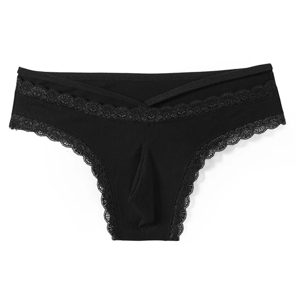 Men Lace Rrim Sissy Gay Extreme Men's Panties Seamless Briefs Underwear For Man Mid Waist Bulge Pouch Lingerie Japanese Thongs