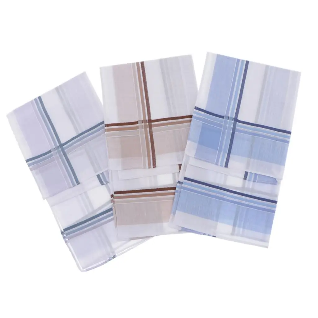

3pcs Mens Handkerchiefs Classic Plaids Pocket Square Hanky Kerchiefs Hankie