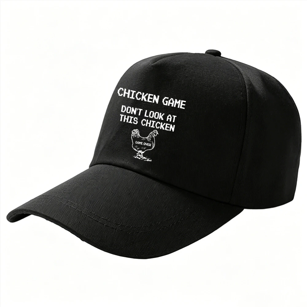 Chicken Game Don't Look At This Chicken Funny Meme Dad Hat Retro Pixel Chicken Humor Adjustable Baseball Cap Novelty Gag Gift