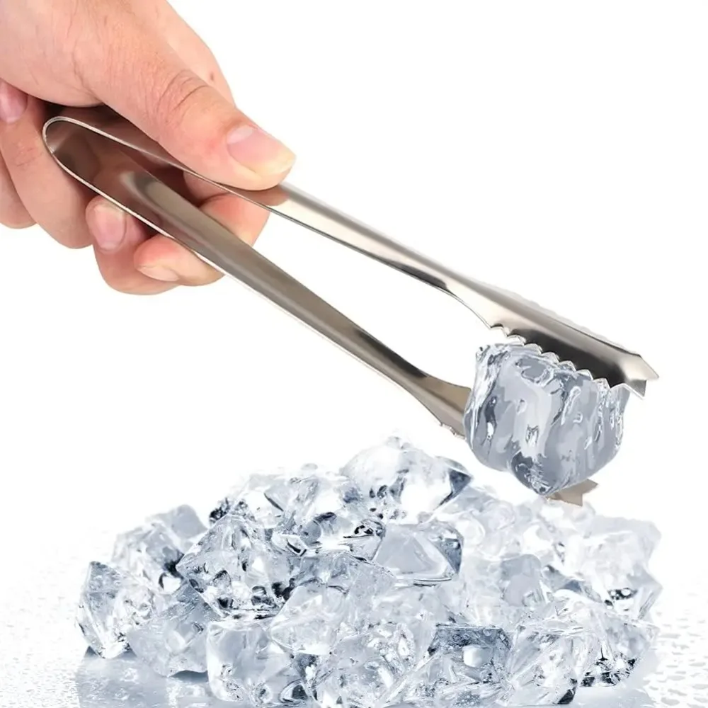 Stainless Steel Barbecue Tongs Ice Cube Clamp Sawtooth Kitchen Clips Dessert Tong for Ice Bucket Sugar Restaurant Home Party view 3