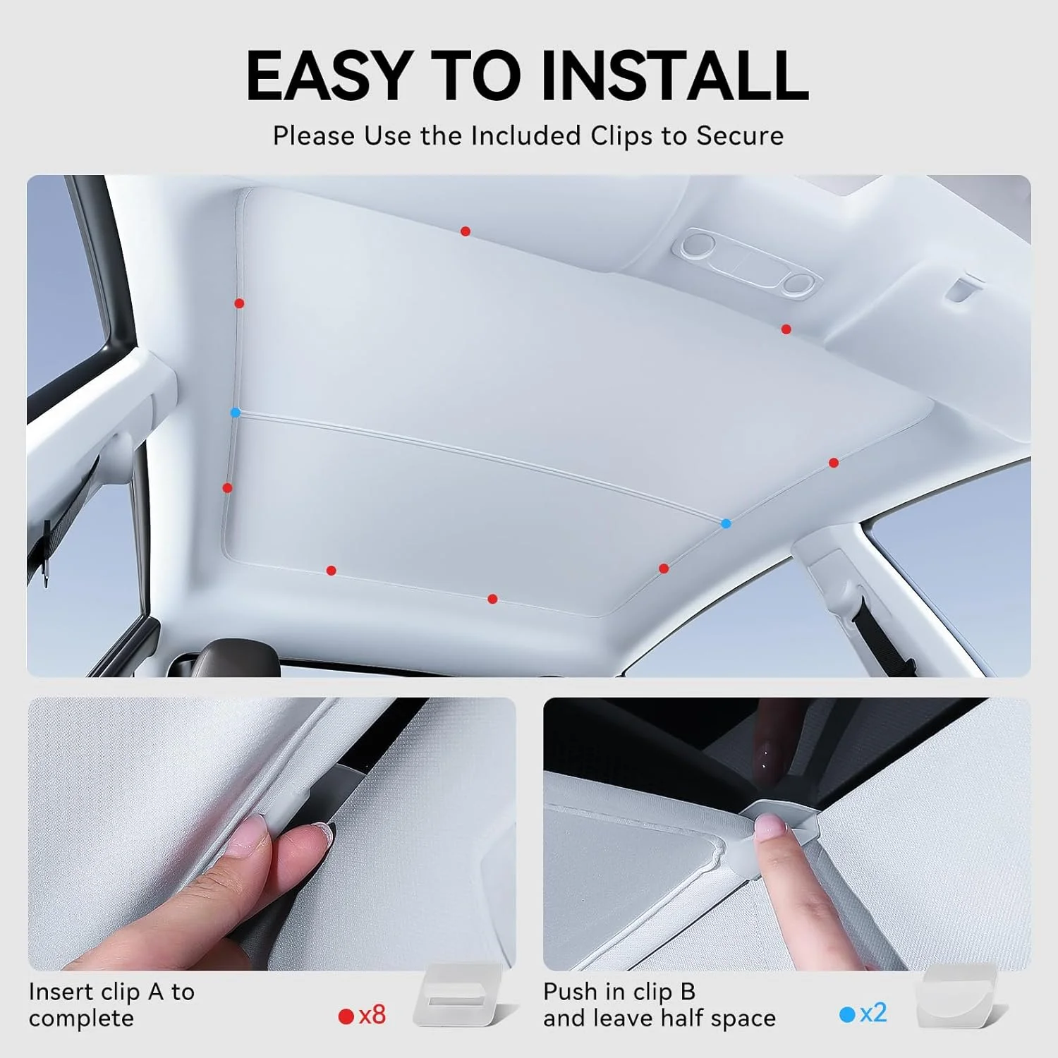 YZ For Tesla Model 3 Y Highland 2021-2024 sun visor for car Upgrade Ice Cloth Buckle Sun Shades Glass Roof Skylight Vehicle