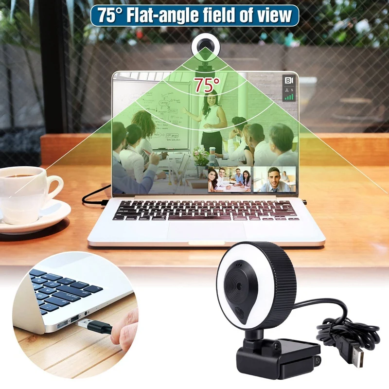 W20 Fill Light Camera HD Built-In Microphone Auto Focus USB Computer Fill Light Network Beauty Live Camera