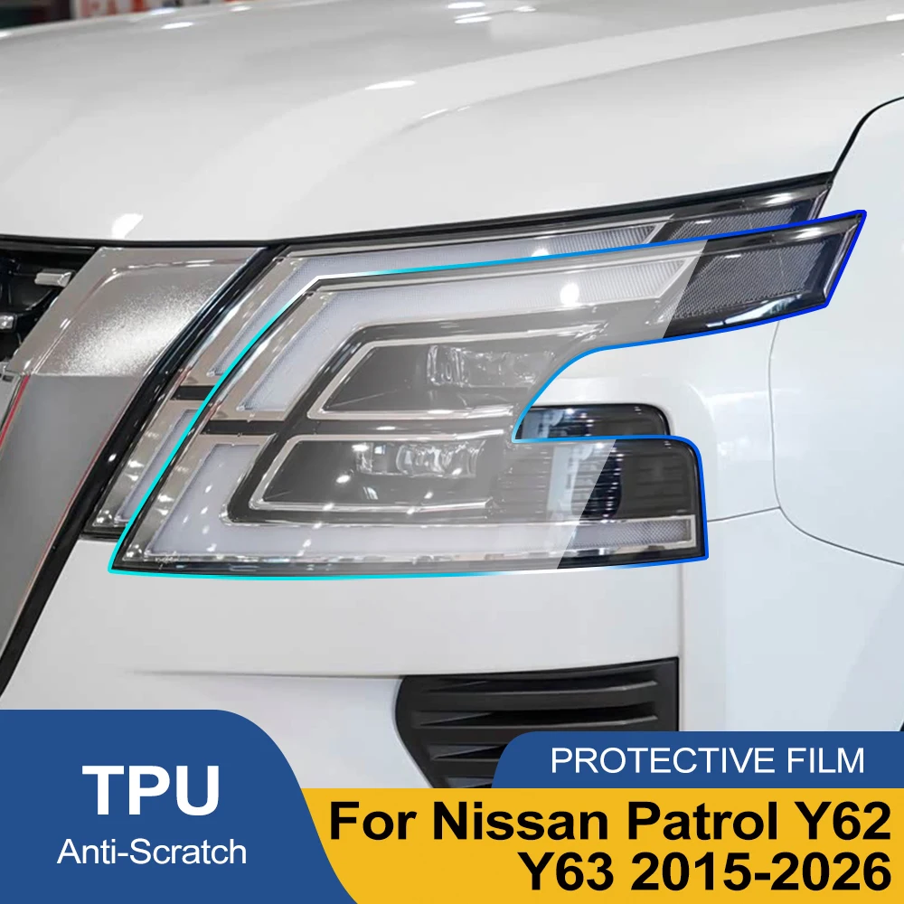 TPU Headlight PPF for Nissan Patrol Y63 Y62 2015-2026 High-Gloss Smoke Black Pre-Cut Anti-Scratch Protective Film Vinyl Wrap Kit view 2