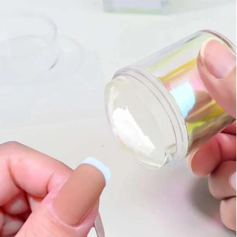 Clear Jelly Nail Stamper&Scraper Silicone Nail Stamp for French Tip Aurora Silicone Stamper Scraper Stamping Polish Print Tool