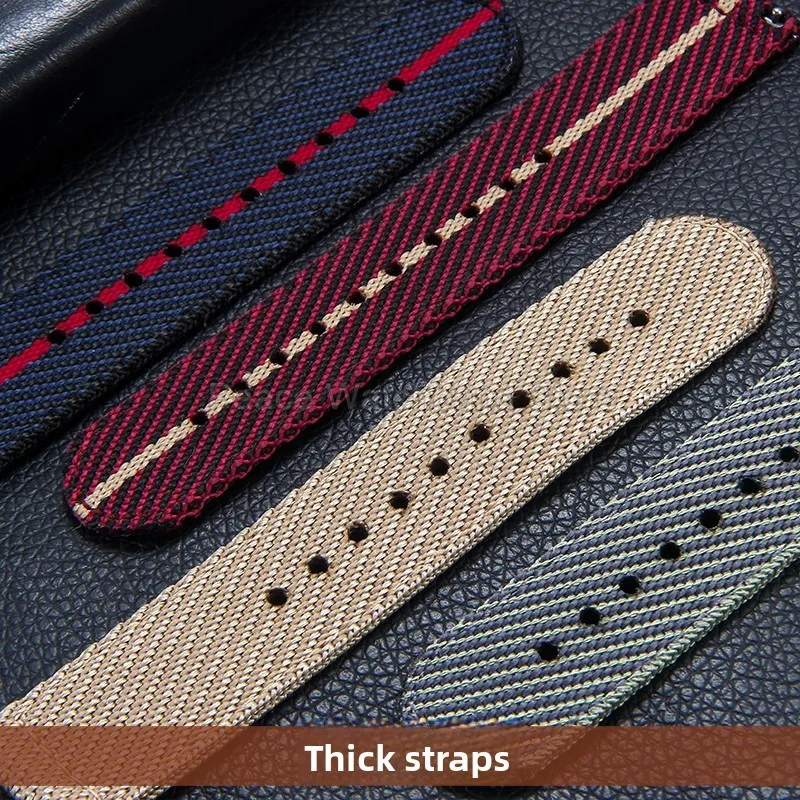Pulsera de nailon de 20 a 22mm, color caqui, azul y rojo, para Tudor Black Bay Longines Seiko Citizen MIDO, resistente a las arrugas, fácil de limpiar