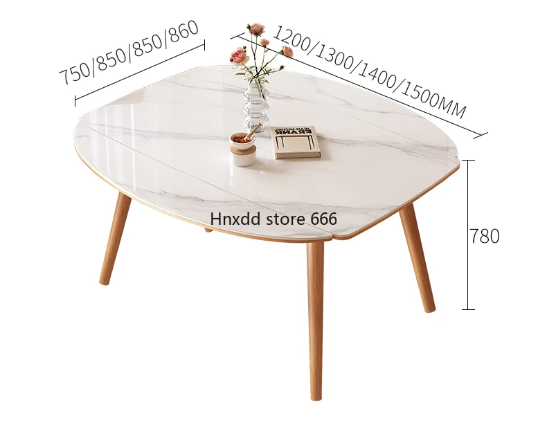 Small apartment rock slab dining table retractable folding square ash wood with induction cooker