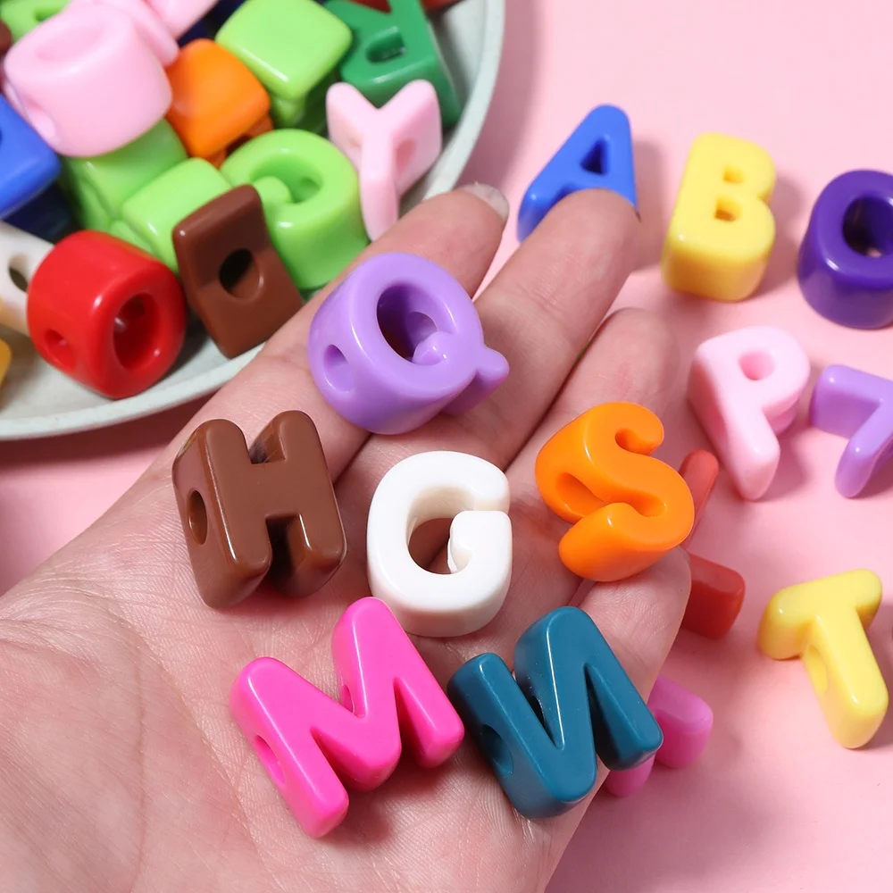 50pcs 14mm-20mm Acrylic large hole letters and numbers beads for DIY Jewelry MakingBracelet Necklace Keychain Materials