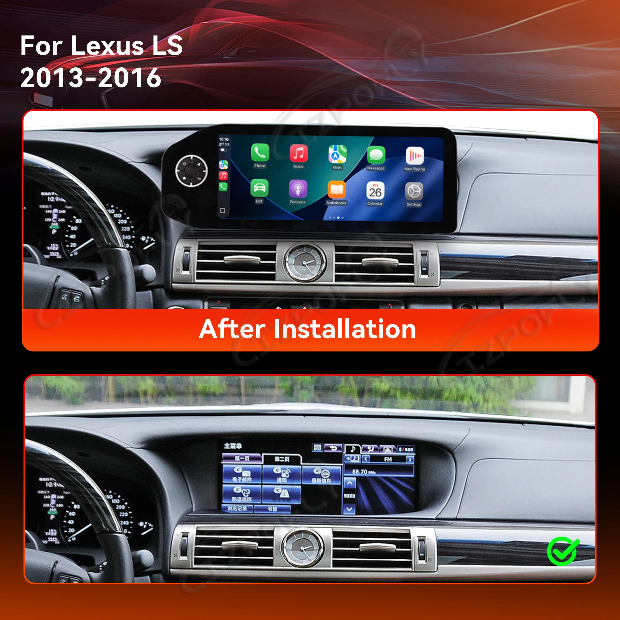 Lizpofly Car Accessories Radio For Lexus LS 2013-2016 Android Auto GPS Navigation Multimedia Stereo Receiver Head Unit