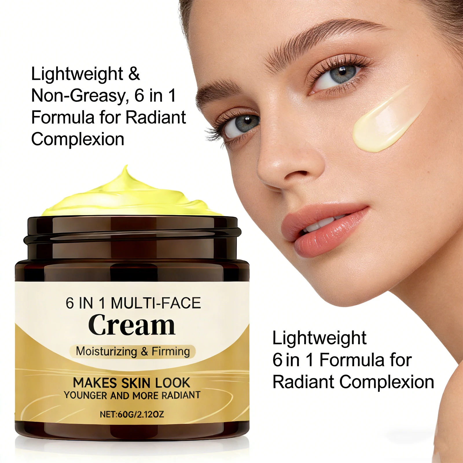 6 in 1 Multi Face Cream Moisturizing Firming Brightneing Skin Tone Nicotinamide Face Cream Lifting Tightening Face Skin Care