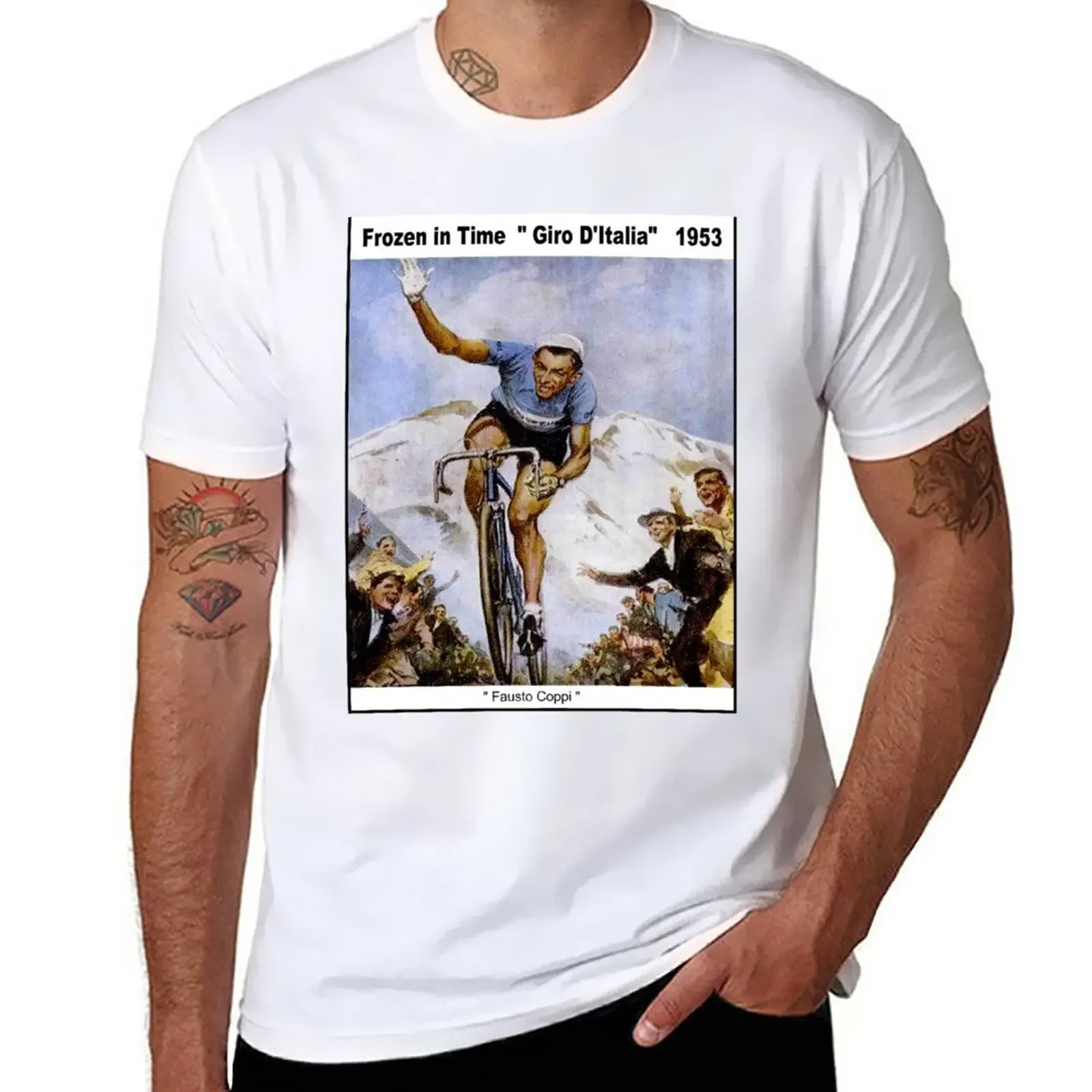 New GIRO D ITALIA :Vintage 1953 Fausto Coppi Racing Print T-Shirt T-shirt for a boy vintage t shirt Men's long sleeve t shirts