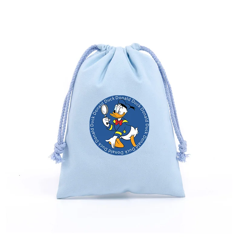 Disney Soft Drawstring Pockets Mickey Mouse Flannel Bag Dustproof Storage Bags Cartoon Printing Accessories Coins Organization