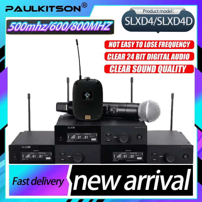 

SLXD Microfone 500/600/800MHZ Wireless Microphone System 4pin Headset KSM8/Beta58 Professional Audio Equipment For Stage Karaoke