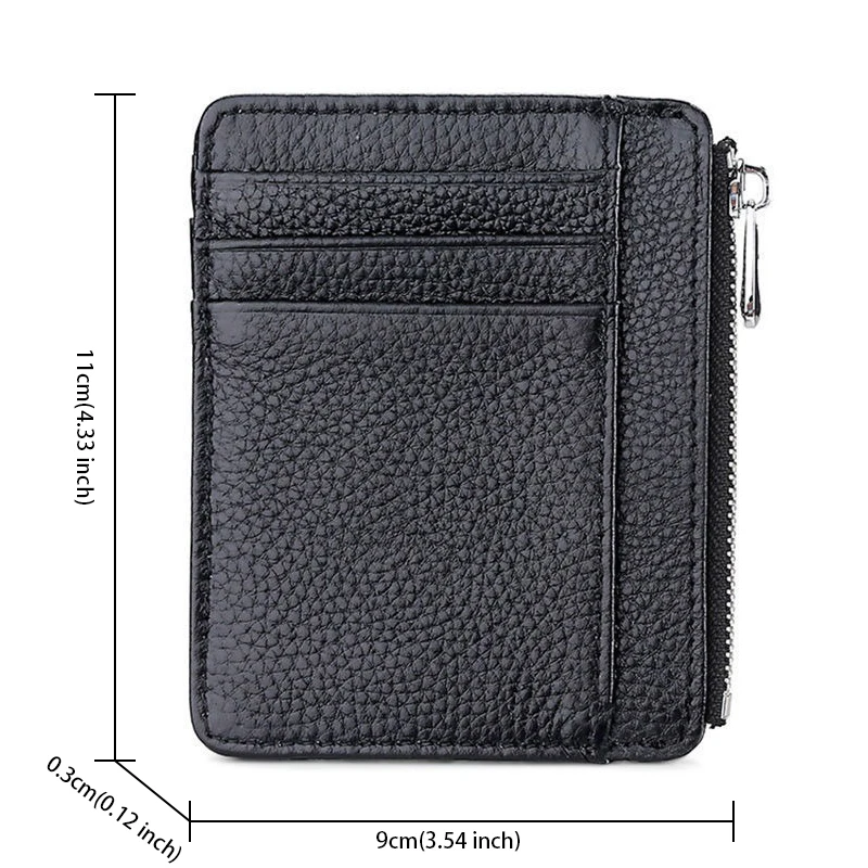 Fashion Men's Credit Card Holder Wallets Slim PU Leather Cardholder Purses with Zip Coin Pocket for Men Black Cards Bag