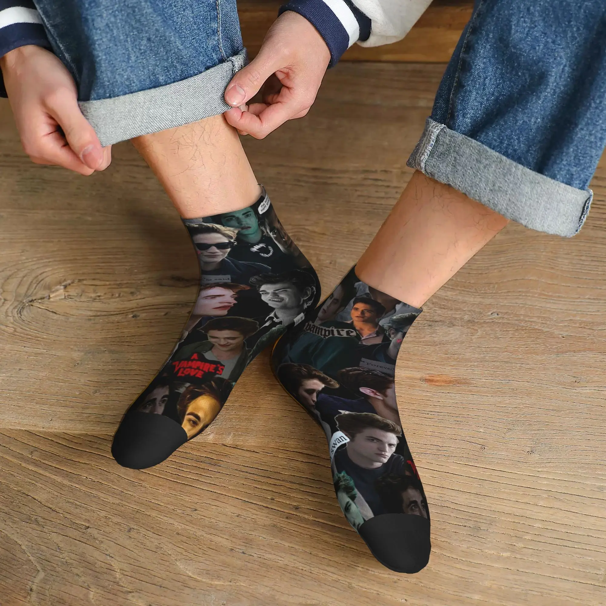 

Всесезонные носки «Эдвард Каллен Сумеречные» в стиле Харадзюку, впитывающие пот носки для экипажа, повседневные чулки для мужчин и женщин, рождественские подарки