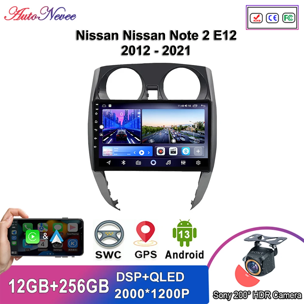 Android 14 Multimedia For Nissan Note 2 E12 2012 - 2021 Auto Radio Multimedia Player GPS Navigation Stereo Head Unit No 2din DVD