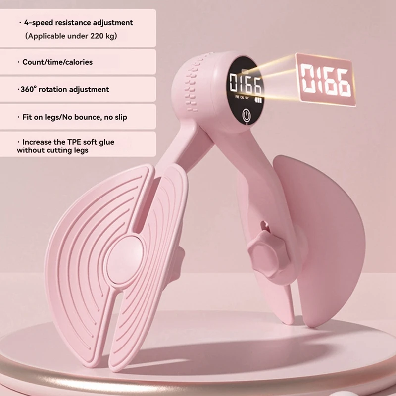 Thigh Master Exerciser With Digital Display, Adjustable Resistance, Rechargeable For Pelvic, Arm, Leg Workouts