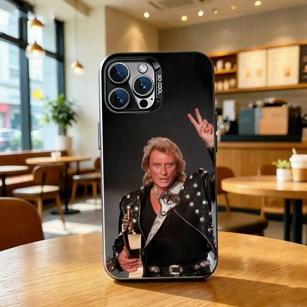 J-Johnny H-Hallyday Singer  Phone Case For iPhone 17,16,15,14,13,12,11 Plus,Pro Max,XS,Colorful Silver Black Cover