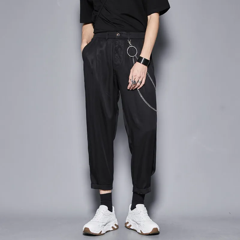 High Quality Material Cut Japanese Style Pants British Style Cropped Pants Men's Micro Wide Leg Daddy Pants Casual Pants