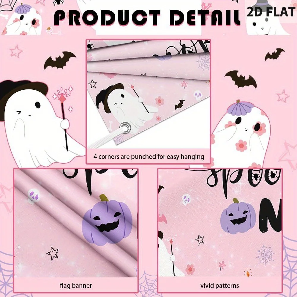 لافتات خلفية واحدة مخيفة باللون الوردي المسطح ثنائية الأبعاد، لفتاة الهالوين الوردية ليتل بو، ديكور حفلات أعياد الميلاد، مستلزمات حفلات الهالوين #3