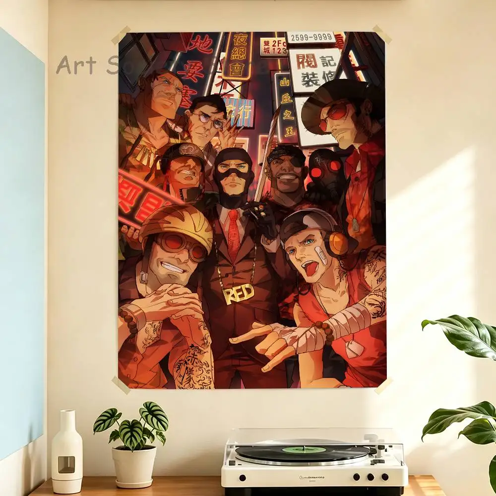 Scout Pyro Spy Sniper T-Team Fortress TF2 Poster Multi-Purpose Wall Art Living Room Bedroom Office Hallway Bar Home Decor Gift