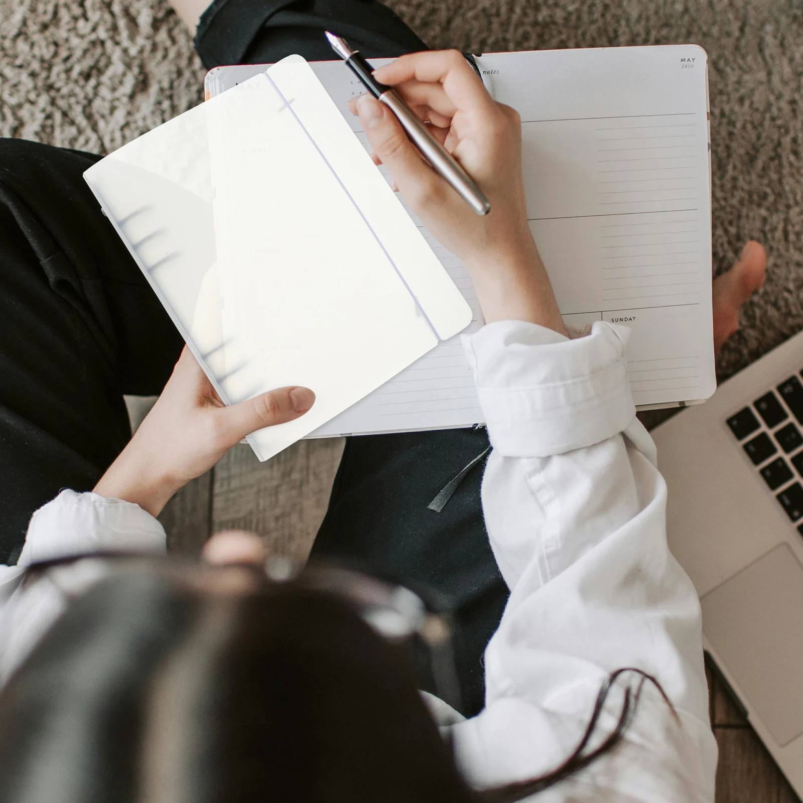 

2Pcs Journal Binder Notebook Shell PP Iron Material Folder Cover Adjustable Clip for School Office Document Organizer