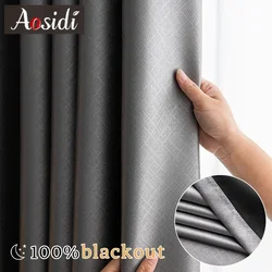 Hall Full Blackout Curtains for Living Room Luxury Opaque Blinds Bedroom Curtain for Window Treatment Ready-made Shading 100%