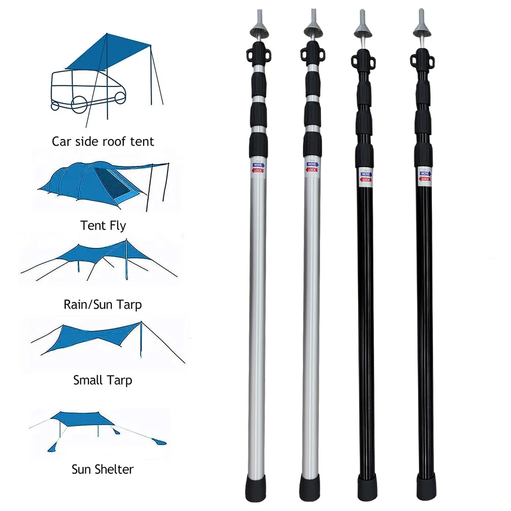 

Aluminum Alloy 254cm Thicken Tent Pole Adjustable Tent Support Rods Beach Shelter Tarp Awning Pole Poles for Camping Hiking Tent