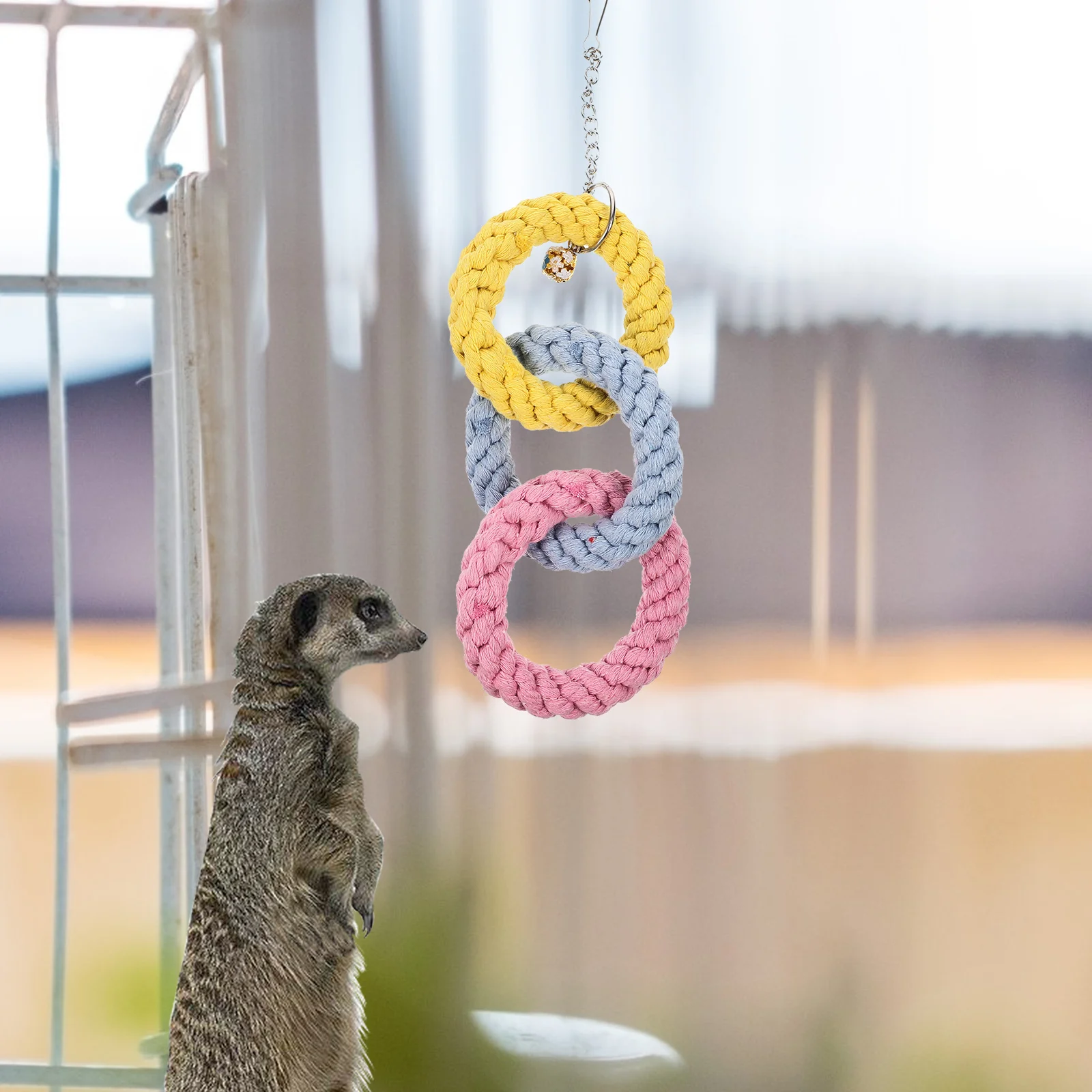 

Hanging Climbing Ring Rope for Small Animals Hamster Sugar Glider Cage Durable Bite Resistant Accessory Hamster