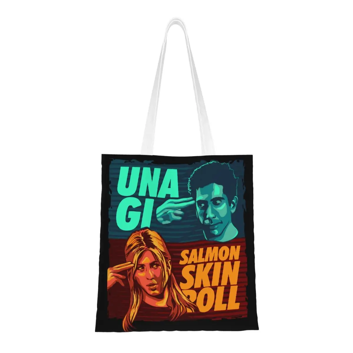 

Unagi Salmon Skin Roll Friends Tv Canvas Tote Bag Reusable Large Capacity Fashion Bags for Women Men