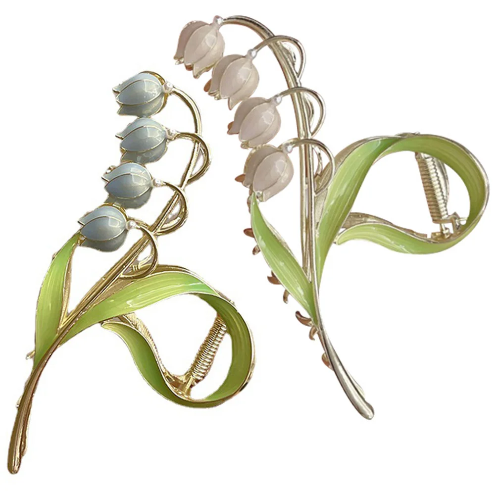 

2pcs Claw Accessories for Back Hair Clip Women Tulip Design Metal Alloy Thick Hair Office School Travel