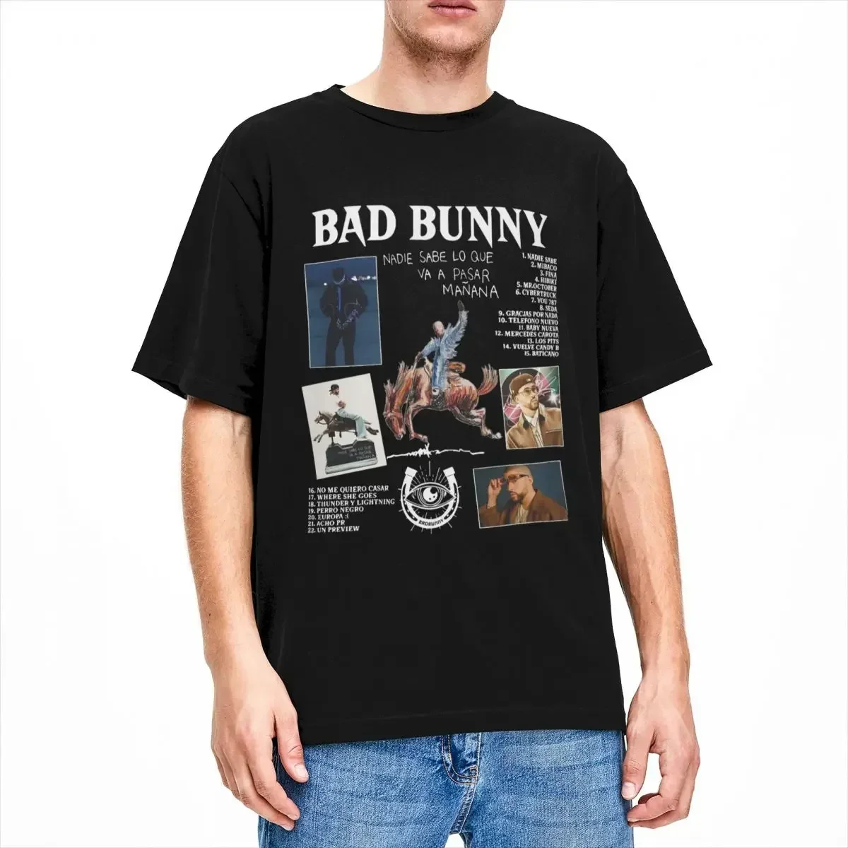 Men Women Rapper Bad Bunny Nadie Sabe Vintage T Shirt Merchandise Tour 2024 Cotton Clothing Funny Short Sleeve Crewneck Tees