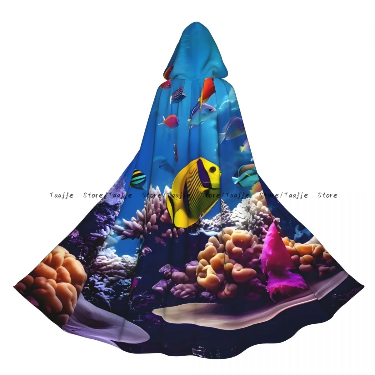 

Унисекс плащ на Хэллоуин красочные рыбки подводная накидка с капюшоном средневековый костюм ведьмы Викка вампир