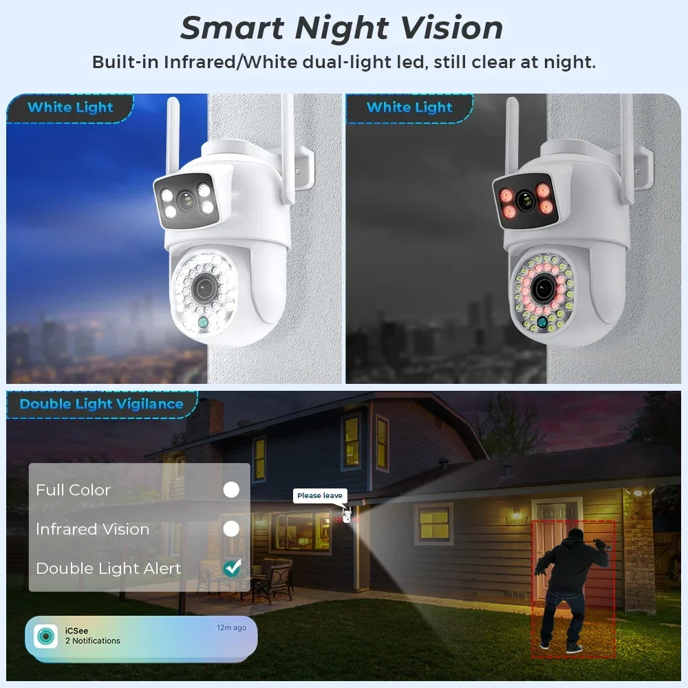 Outdoor Surveillance Camera PTZ IP WiFi HD 4K 8MP Wireless Home Security Device, with Automatic Tracking