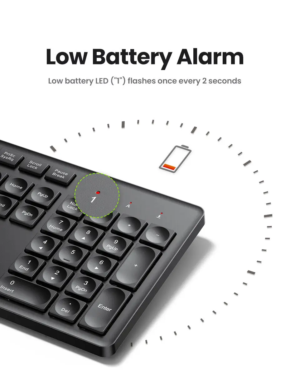 UGREEN KU004 Wireless Keyboard 2.4GHz 104 Keys Layout for Laptop Desktop Windows OS PC Accessories English Keycaps